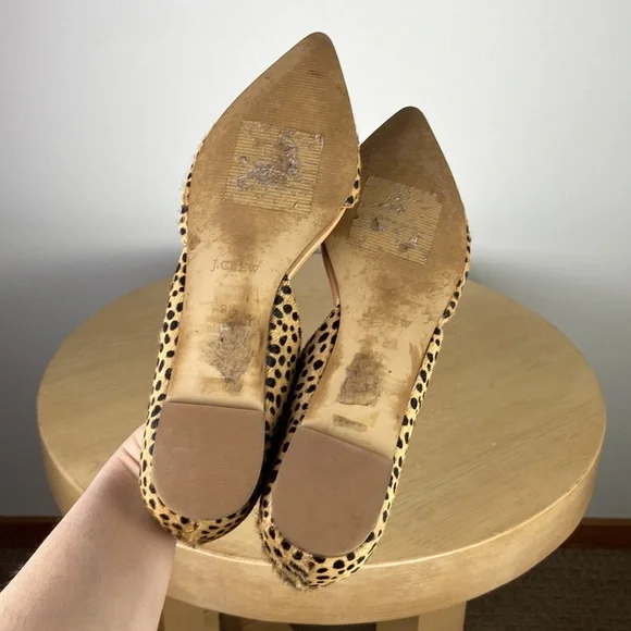 J. Crew Zoe Leopard Print Calf Hair d'Orsay Flats Women's 9.5 Business Casual - Picture 7 of 8